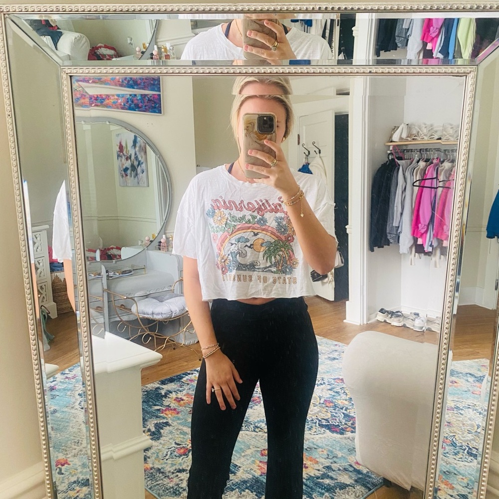 Graphic White Crop Top